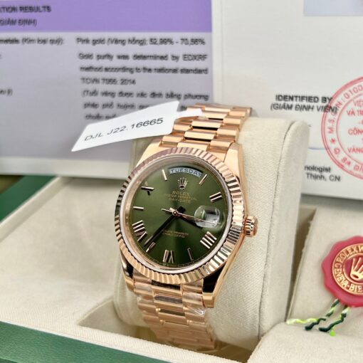 Rolex Day-Date 40 228235 Gold Filled 18k with 150 gram weight green dial - Image 13