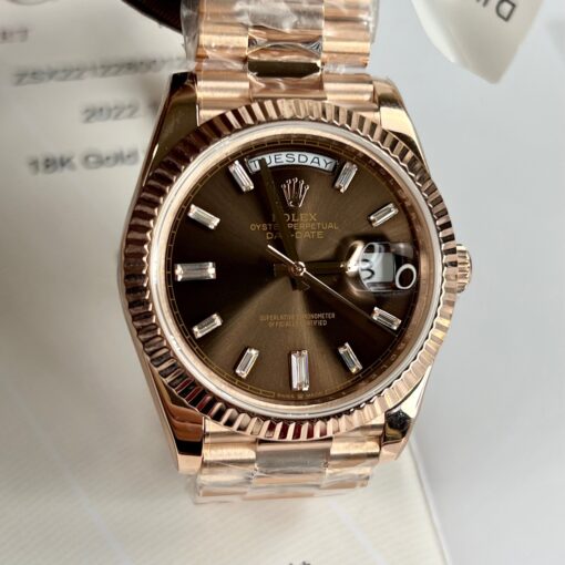 Rolex Day-Date 40mm 228235 chocolate dial 18k rose gold filled 150 gram - Imagen 11