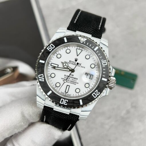 Rolex GMT-MASTER II Diw 1:1 Best Edition Black Fabric Strap White Dial - Image 3