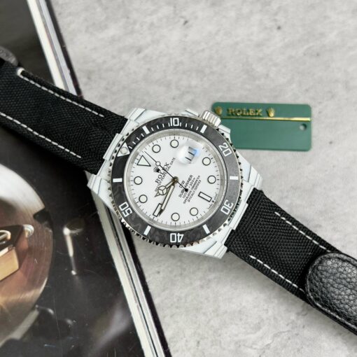 Rolex GMT-MASTER II Diw 1:1 Best Edition Black Fabric Strap White Dial - Image 4