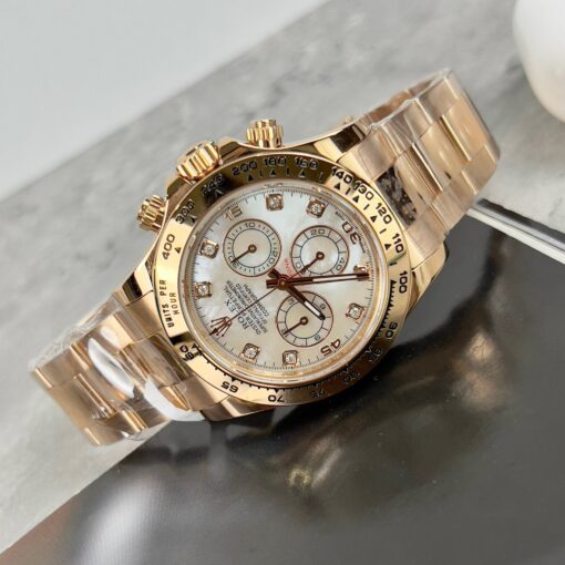 Rolex Daytona Cosmograph with Mother of Pearl Dial 40mm 116528 custom 18k gold filled Best 1:1 Edition - Image 6