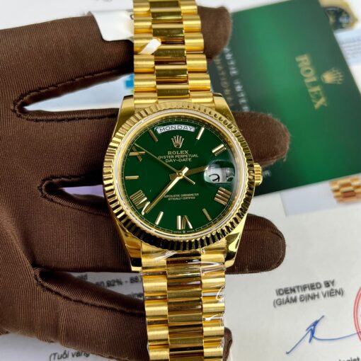 Rolex DayDate 40mm 228238 coated 18k Yellow Gold President Green Dial 130 gram - Imagen 7