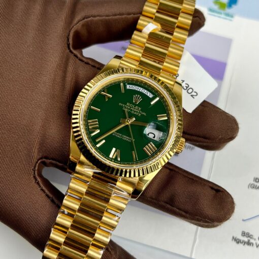 Rolex DayDate 40mm 228238 coated 18k Yellow Gold President Green Dial 130 gram - Imagen 5