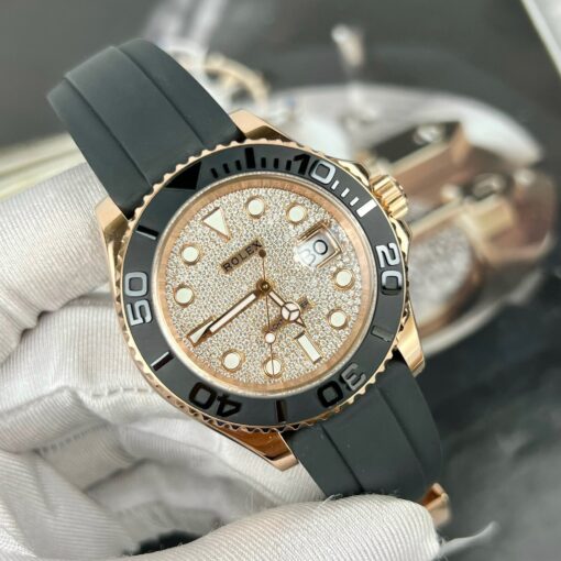 Rolex Yacht-Master 40 126655 Pave stone dial - 3235 Movement coated 18k gold and moissanite