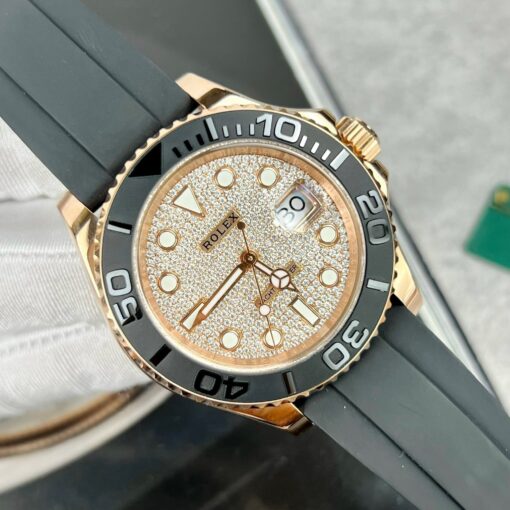 Rolex Yacht-Master 40 126655 Pave stone dial - 3235 Movement coated 18k gold and moissanite - Imagen 6