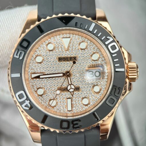 Rolex Yacht-Master 40 126655 Pave stone dial - 3235 Movement coated 18k gold and moissanite - Imagen 18