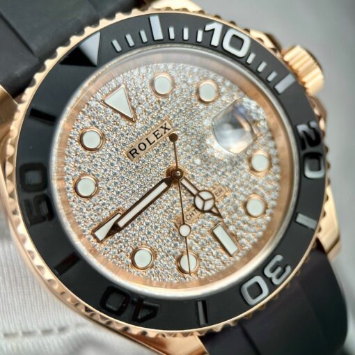 Rolex Yacht-Master 40 126655 Pave stone dial - 3235 Movement coated 18k gold and moissanite - Imagen 24