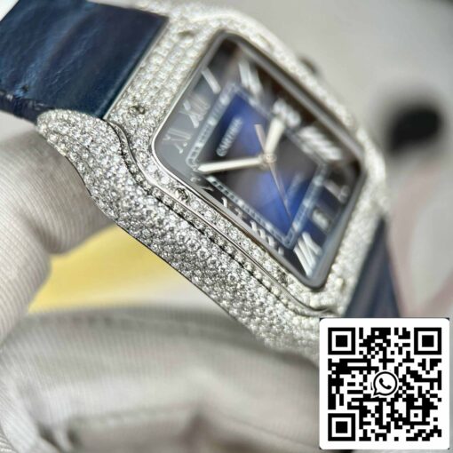 Cartier - Santos De Cartier - Steel – Custom Diamond-Set – Blue Dial BV Factory - Image 13