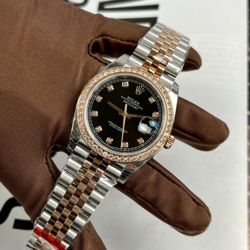 Rolex Datejust 36mm Black With Diamonds Dial 126281RBR 1:1 Best Edition EW Factory Black Dial Swiss ETA3235 - Image 4