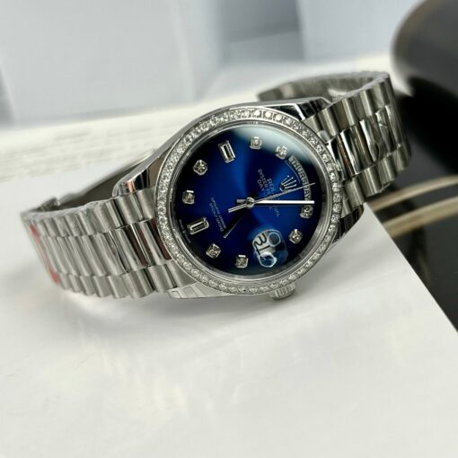 Rolex Day Date M128349RBR-0016 Stone Bezel 1:1 Best Edition EW Factory Blue Dial - Image 4