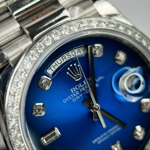 Rolex Day Date M128349RBR-0016 Stone Bezel 1:1 Best Edition EW Factory Blue Dial - Image 6