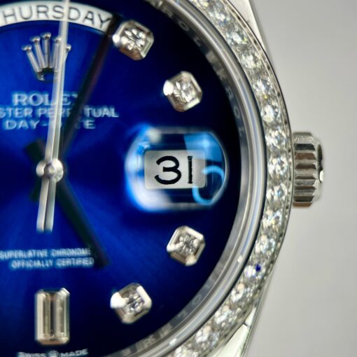 Rolex Day Date M128349RBR-0016 Stone Bezel 1:1 Best Edition EW Factory Blue Dial - Image 8