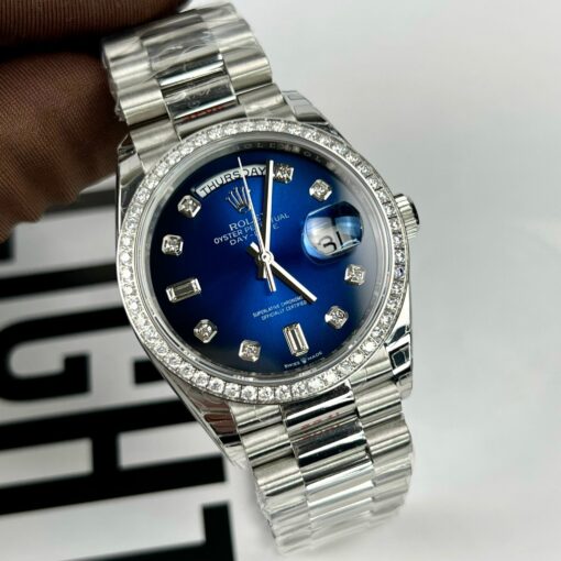 Rolex Day Date M128349RBR-0016 Stone Bezel 1:1 Best Edition EW Factory Blue Dial - Image 12