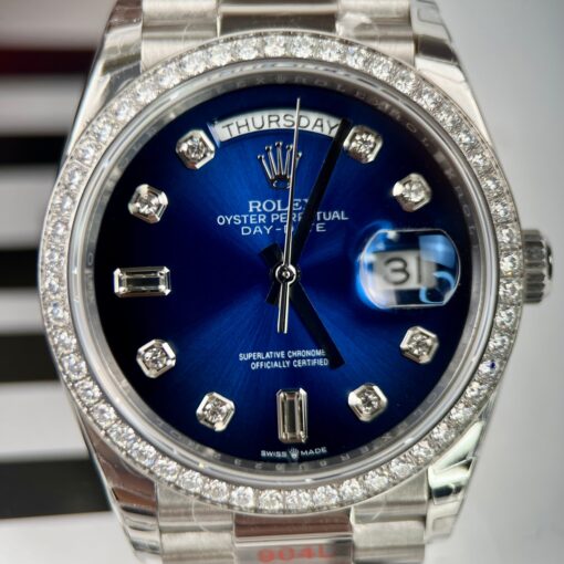 Rolex Day Date M128349RBR-0016 Stone Bezel 1:1 Best Edition EW Factory Blue Dial - Image 5