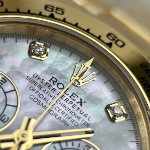 Replica Rolex Cosmograph Daytona 40mm Yellow Gold Mother of Pearl Diamond Dial 116528 - Image 4