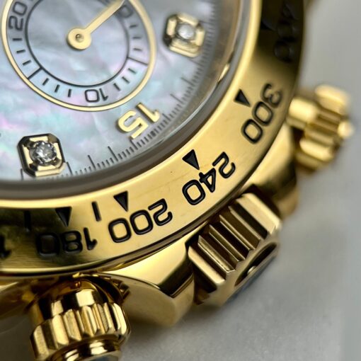 Replica Rolex Cosmograph Daytona 40mm Yellow Gold Mother of Pearl Diamond Dial 116528 - Image 5