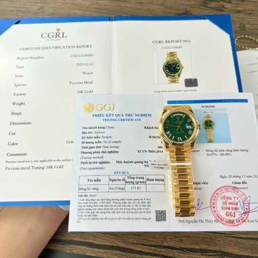 Rolex Day-Date 40 Yellow Gold 228238 Green Rom 1:1 best edition 175 gram V3 GM Factory CounterWeight Version - immagine 2