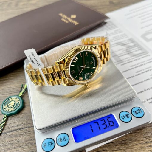 Rolex Day-Date 40 Yellow Gold 228238 Green Rom 1:1 best edition 175 gram V3 GM Factory CounterWeight Version - immagine 4