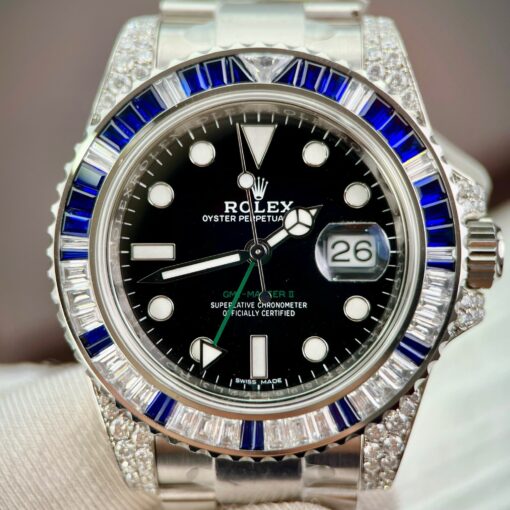 Rolex GMT Master II 116759SARU 1:1 best edition Custom Ruby Sapphire and Moissanite Black dial - 이미지 4