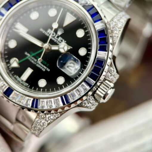 Rolex GMT Master II 116759SARU 1:1 best edition Custom Ruby Sapphire and Moissanite Black dial - 이미지 7