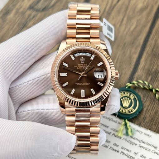 Rolex Day Date M228235-0003 18k gold plated 1:1 Best Edition GM Factory V3 Chocolate Dial Counterweight Version — изображение 5