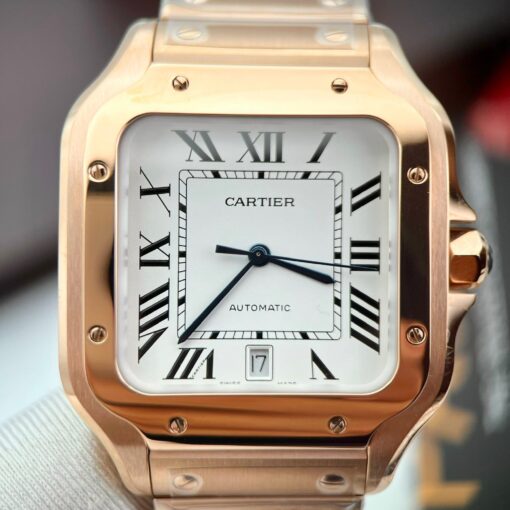 Cartier De Santos Stainless Steel Case BV Factory 1:1 Best Edition White Dial Rose gold newest version - immagine 4