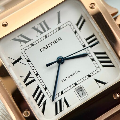 Cartier De Santos Stainless Steel Case BV Factory 1:1 Best Edition White Dial Rose gold newest version - immagine 5