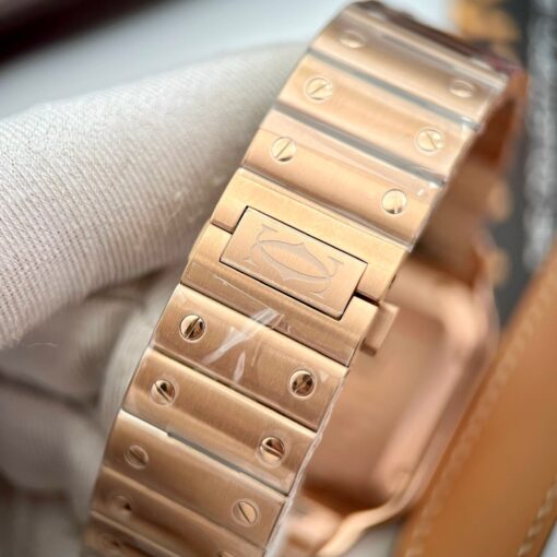 Cartier De Santos Stainless Steel Case BV Factory 1:1 Best Edition White Dial Rose gold newest version - immagine 11