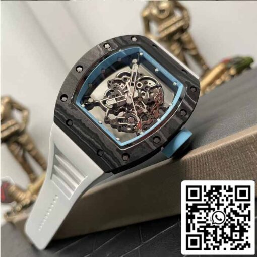 RICHARD MILLE  RM055 NTPT Carbon Fiber 1:1 Best Edition BBR Factory [V3] White Rubber Strap - immagine 8