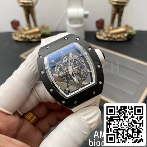 BBR Factory [V3] RICHARD MILLE  RM055 RM-055 Black Ceramic Case White Rubber Strap — изображение 7