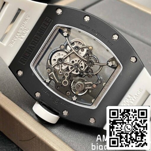 BBR Factory [V3] RICHARD MILLE  RM055 RM-055 Black Ceramic Case White Rubber Strap — изображение 3