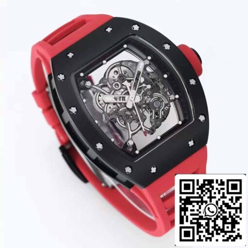 BBR Factory [V3] RICHARD MILLE  RM055 RM-055 Black Ceramic Case Red Rubber Strap - Image 9