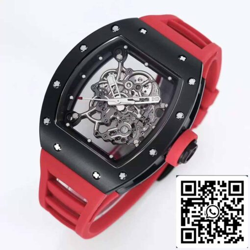 BBR Factory [V3] RICHARD MILLE  RM055 RM-055 Black Ceramic Case Red Rubber Strap - Image 7