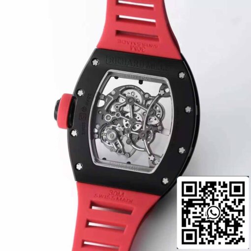 BBR Factory [V3] RICHARD MILLE  RM055 RM-055 Black Ceramic Case Red Rubber Strap - Image 4