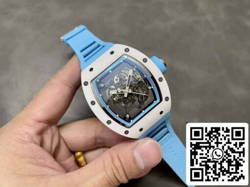 RICHARD MILLE  RM055 Ceramic case 1:1 Best Edition BBR Factory [V3] Blue Rubber Strap - Image 6