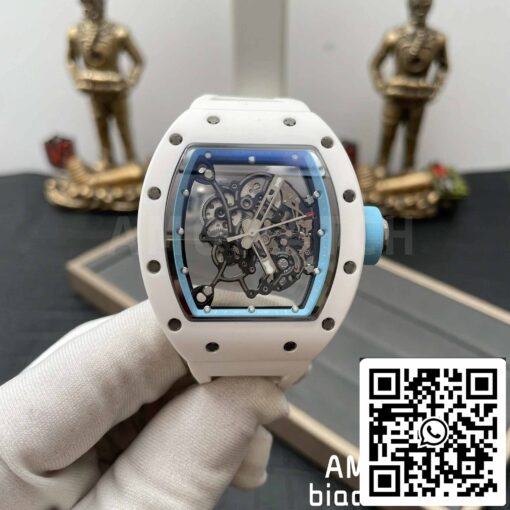 RICHARD MILLE  RM055 White Ceramic case 1:1 Best Edition BBR Factory [V3] White Rubber Strap — изображение 8