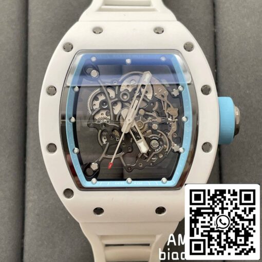 RICHARD MILLE  RM055 White Ceramic case 1:1 Best Edition BBR Factory [V3] White Rubber Strap — изображение 7