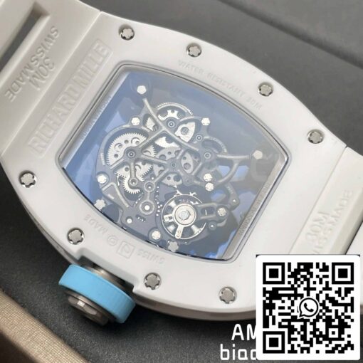 RICHARD MILLE  RM055 White Ceramic case 1:1 Best Edition BBR Factory [V3] White Rubber Strap — изображение 3