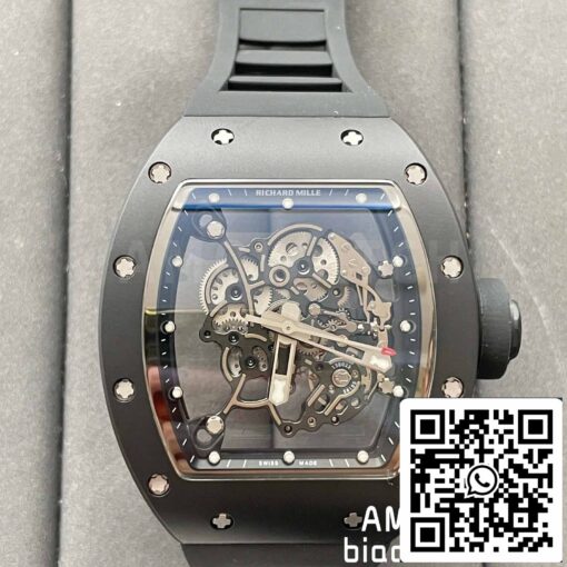 BBR Factory [V3] RICHARD MILLE  RM055 RM-055 Black Ceramic Case Black Rubber Strap – Bild 8