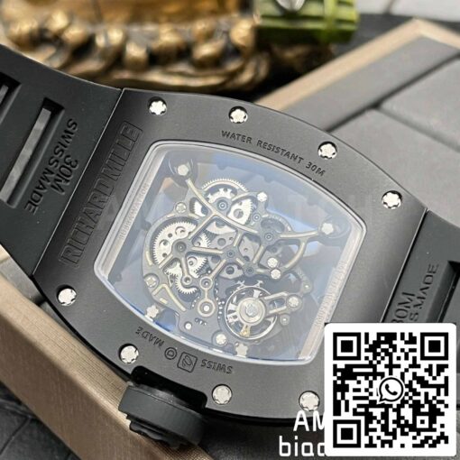 BBR Factory [V3] RICHARD MILLE  RM055 RM-055 Black Ceramic Case Black Rubber Strap – Bild 3