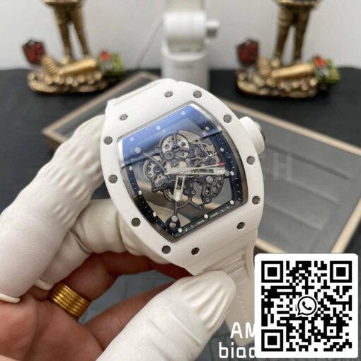 RICHARD MILLE  RM055 White Ceramic case 1:1 Best Edition BBR Factory [V3] Rubber Strap