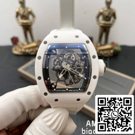 RICHARD MILLE  RM055 White Ceramic case 1:1 Best Edition BBR Factory [V3] Rubber Strap - immagine 8