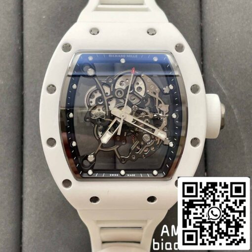 RICHARD MILLE  RM055 White Ceramic case 1:1 Best Edition BBR Factory [V3] Rubber Strap - immagine 7