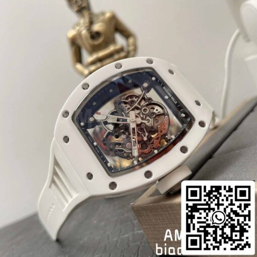 RICHARD MILLE  RM055 White Ceramic case 1:1 Best Edition BBR Factory [V3] Rubber Strap - immagine 6