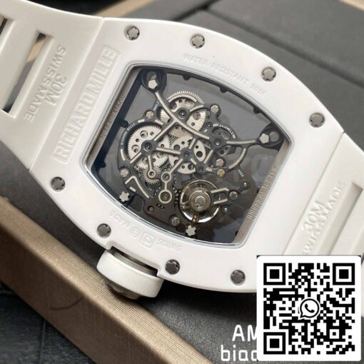 RICHARD MILLE  RM055 White Ceramic case 1:1 Best Edition BBR Factory [V3] Rubber Strap - immagine 3