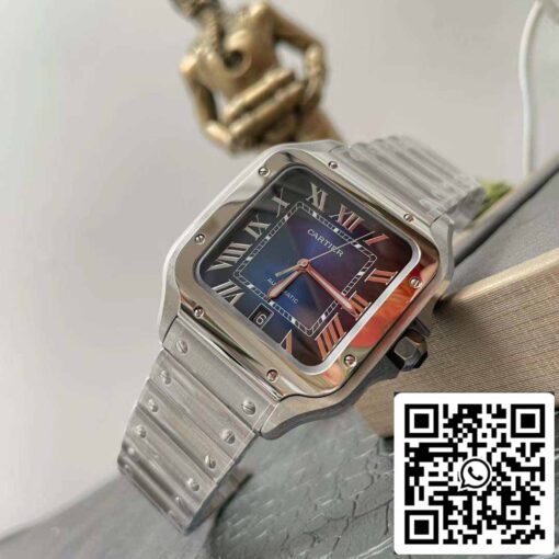 Cartier De Santos WSSA0013 2018 BV Factory 1:1 Best Edition Blue Dial Swiss ETA 9015 Stainless Steel Smartlinks Bracelet Blue Dial - Image 9