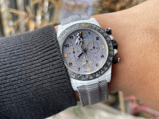 【4130 Movement DIW Modified Version】Rolex Cosmograph Daytona Series Grey Strap Carbon Fiber case - Image 2