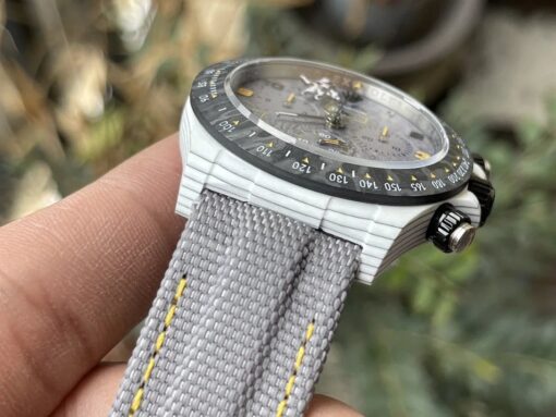 【4130 Movement DIW Modified Version】Rolex Cosmograph Daytona Series Grey Strap Carbon Fiber case - Image 7