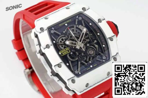 Richard Mille RM35-01 Sonic Factory 1:1 Best Edition White Carbon NTPT Red Rubber Strap - Imagen 2