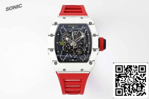 Richard Mille RM35-01 Sonic Factory 1:1 Best Edition White Carbon NTPT Red Rubber Strap - Imagen 3